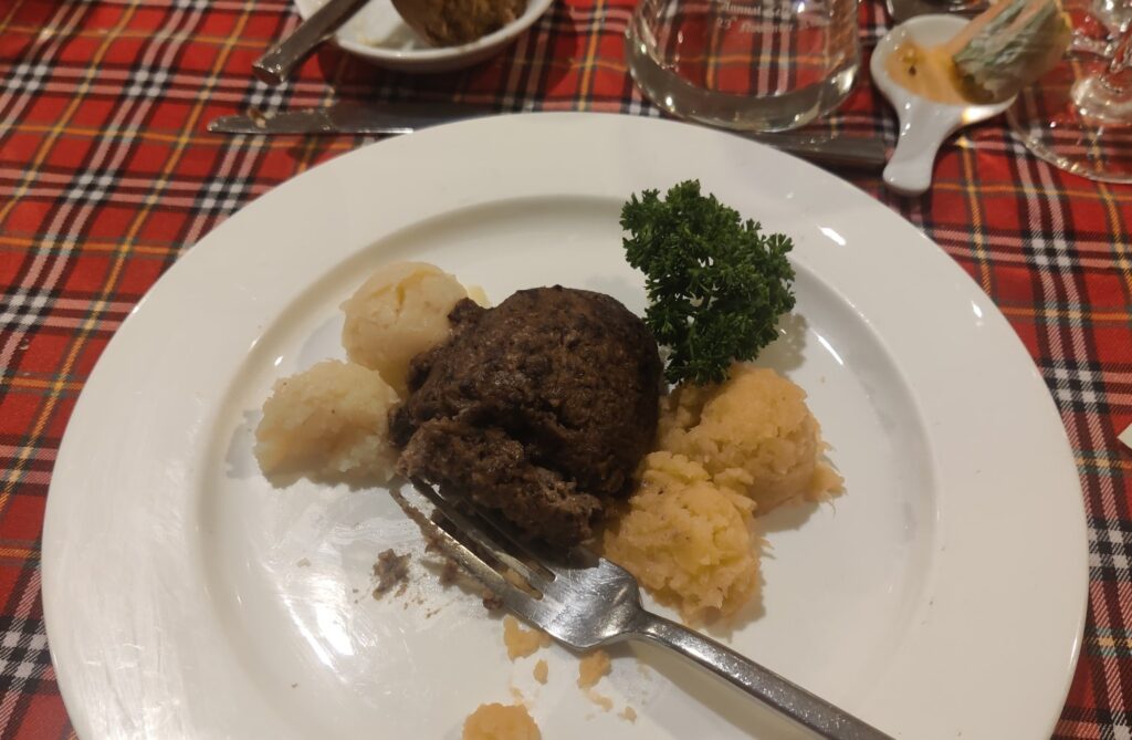 Serving of Haggis neeps and tatties