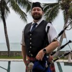 Bagpiper posing before a wedding on Koh Samui in Thailand