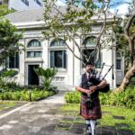 Neilson Hays Library Bagpiping (outside) in Bangkok Thailand